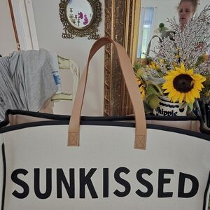 Sunkissed Canvas Tote Bag - Cream and Tan